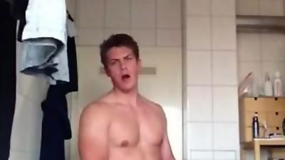 British Rugby Guy Jerking Off (I), Amateur, College, Masturbating, Gay
