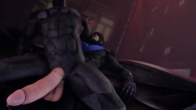 Batman Fucked By Nightwing, Interracial, Bareback, Muscle