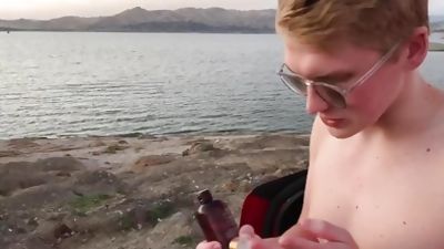 Joey Delreys: Jock Barebacking Twink by The Side Of The Lake (Public), Amateur, Blowjob, POV, Gay