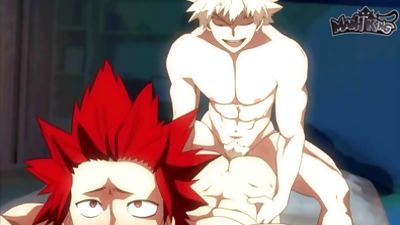 Boku no hero academia: Bakugou and Kirishima Night date, Anal, Gay, Bareback