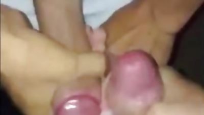 Bros jerking together, Big Cock, Cumshot, Homemade