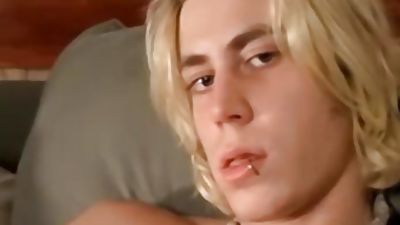Striking long haired blond works on his rock solid cock, Amateur, Blonde, Piercing, Long Haired, Straight Naked Thugs