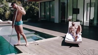 NoirMale Big Dick Black Hunk Homeowner Fucks Poolboy Seth Santoro, Ass, Black, Interracial, Seth Santoro