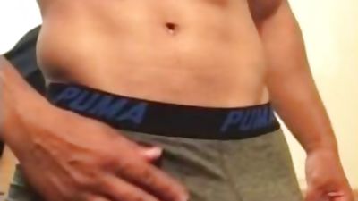 Sexy stud jerking off until he cums, Amateur, Cumshot, Interracial