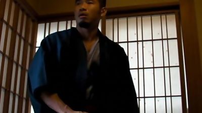 Blowing a load at a Japanese ryokan, Asian, Brunette, Cumshot