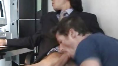 Sucked off in the office, Amateur, Blowjob, Deepthroat