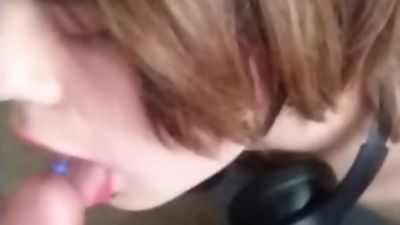 Sucking My Chubby Friend's Cock, Amateur, Blonde, Blowjob, POV