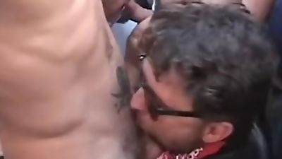 Folsom Street Fair - Public Cocksucking and Satisfying Cum, Amateur, Brunette, Cumshot, Gay