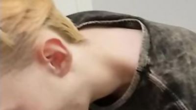 Cute russian twink gives a blowjob in a fitting room, Blowjob, Handjob, POV