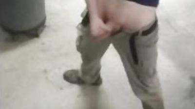 Hot and Hung straight guy jerking off at work and cumming on floor, Big Cock, Homemade, Masturbating, Gay