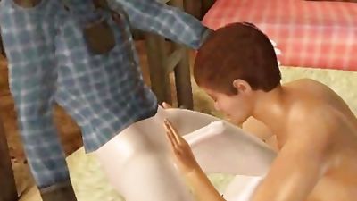 3D cartoon stud sucks cock and gets fucked anally, Amateur, Anal, Big Cock