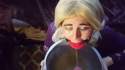 Crossdresser Slave Throated Humiliated Fucked and Pissed on, Amateur, Anal, Blowjob