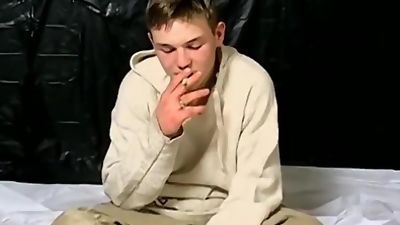 Cutest twink Jeremiah Johnson self sucks in smoking solo, Big Cock, Blowjob, Cumshot, Gay, Smoking