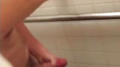 Get caught in public showers, Big Cock, Cumshot, Handjob