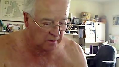 Handsome Grandpa cums on cam, Gay, Sperm