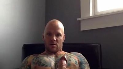 tatted up straight muscle stud pumps a big nut, Big Cock, Solo, Muscle