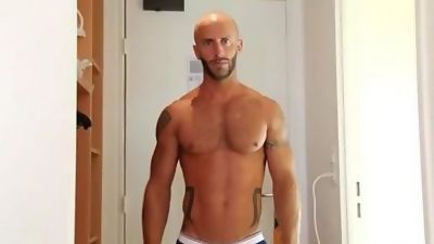 My handsome neighbour serviced in a porn, European, Cumshot, Masturbating, Keumgay