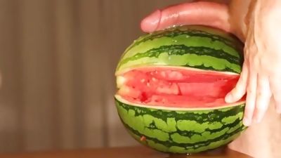 melon fuck - hot fruit fuck, cum with multiple shots, Cumshot, Fetish, Muscle