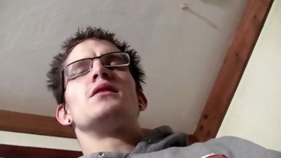 Nerdy stud Lex exhales smoke during masturbation, Glasses, Teen, Gay