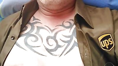 UPS Man wank, Amateur, Masturbating, Bears
