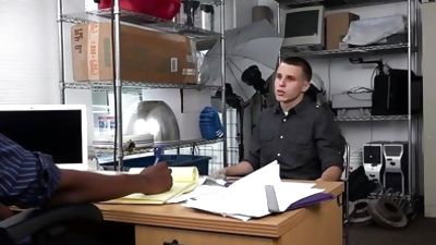 Black man fucks white twink bare at the office, Black, Interracial, Old And Young, Old
