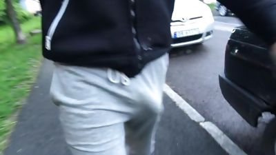 Showing off big bulge in public, Amateur, Big Cock, Outdoor, Gay