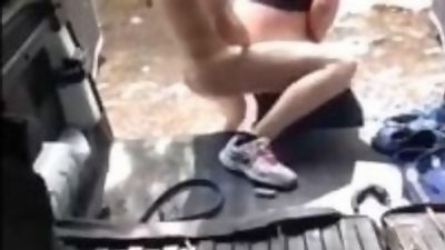 Guy gets fucked BB in his truck while cruising the woods, Amateur, Big Cock, Bareback