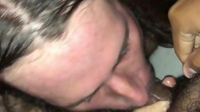 sissy swallows cum from deepthroat facefuck by latin UC cock, Amateur, Black, Interracial