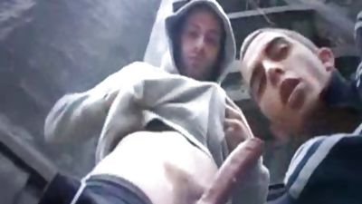 Fit Scally Chav boyz Outdoor three-some, Outdoor, Threesome, Gay