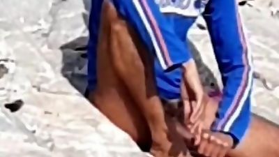 SPYING DICK ON GREEK BEACH, Bikini, Masturbating, Gay