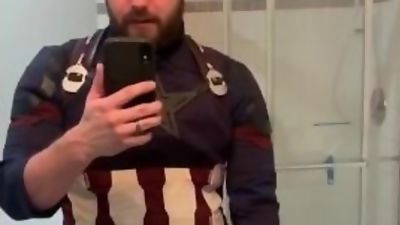 Captain America cosplayer cums for his country, Solo, Gay, Sperm