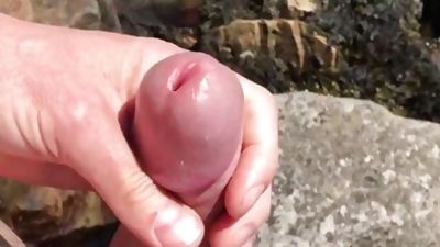 Walking with a hardon at the nude beach, Bikini, Cumshot, Masturbating