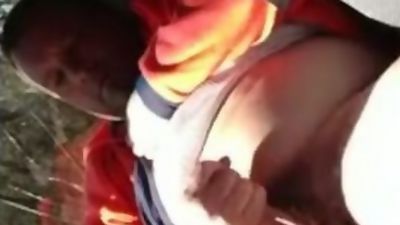 Filming my stepdad jerking off in his truck, Amateur, Big Cock, Masturbating