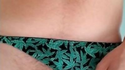 Piss desperation and cum wearing a thong, Amateur, Big Cock, Fetish, Gay