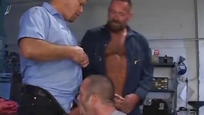 Dads automotive, Blowjob, Hairy, Threesome, Gay