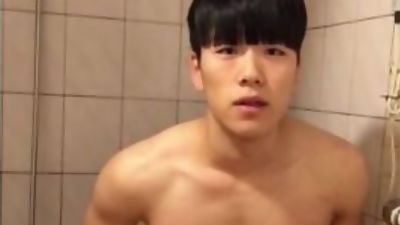 Cute Korean boy wanking in the toilet, Asian, Hairy, Webcam