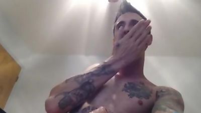 Straight and Curious Hunk Dameon White Cums While Choking Himself, Amateur, Fetish, Gay