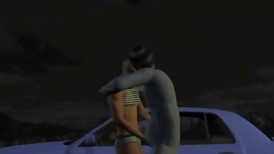 3D cartoon prisoner sucks cock and gets fucked outdoors, Anal, Big Cock, Blowjob