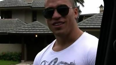 Latino Guapo Gets Naked, Flexes With A Boner, and Blows Cum on My Back Door, Solo, Gay, Muscle