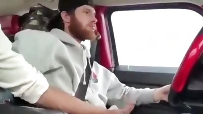 helping hand when driving, Amateur, Handjob, Masturbating, Gay