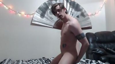 Slutty twink enjoying his toys and licking up all his thick cum!, Amateur, Cumshot, Masturbating