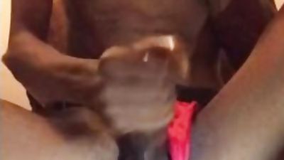 Stroking his dick in thong, Amateur, Black, Cumshot, Gay