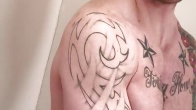 fellow With bald bj Is On His Knees unfathomable Throating Hard 10-Pounder, Blowjob, Deepthroat, Masturbating