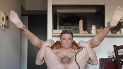 daddy Queer Stretches His daddy chocolate hole With Inflatable chocolate hole, Ass, Mature, Gay, Old Man