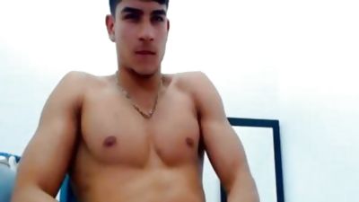 Flirt4Free Model Charles Lee - Latino chap Flexes Muscles And Jerks Uncut 10-Pounder, Masturbating, Pornstar, Muscle