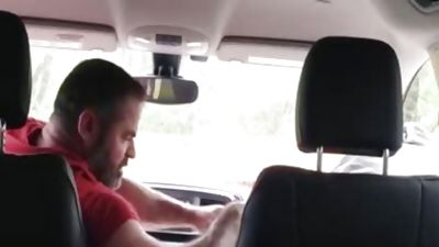Muscle Bear dad nails lad In Car For Smoking, Ass, Blowjob, Muscle