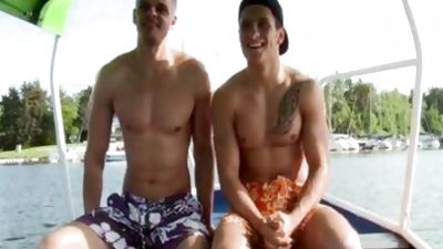 two men poke Outside On A Boat, Bikini, Outdoor, Beach