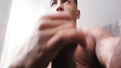 Tan Latino Bodybuilder Jose Ashanty Cums Hard And Takes A Shower, Muscle, Hunks, Bath