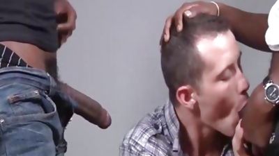 Seth Ryan Is banged By Two darksome males, Big Cock, Black, Blowjob