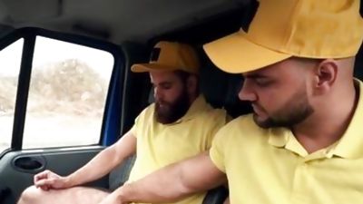 Jerry & tattooed Jerome blowjob cum sex scene, Ass, Brunette, Deepthroat, Bromo